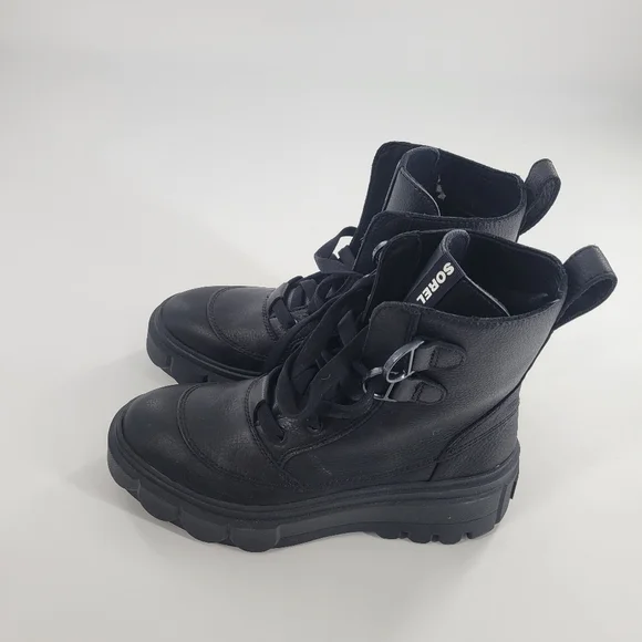 Sorel Caribou Boot Lace Up Black Leather Rubber Size 8 New - Picture 2 of 7